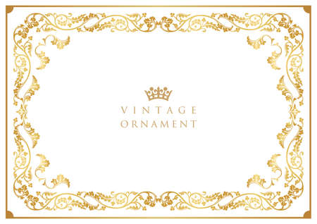 vintage ornament set. borders and frames.のイラスト素材
