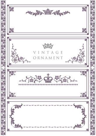 vintage ornament set. borders and frames.のイラスト素材