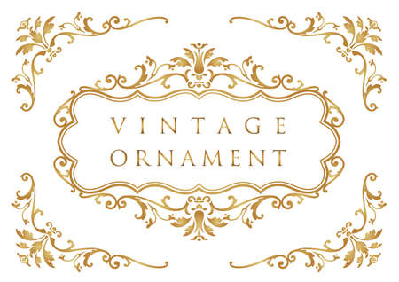 vintage ornament set. borders and frames.のイラスト素材