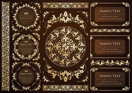 Vintage ornament set. borders and frames.のイラスト素材