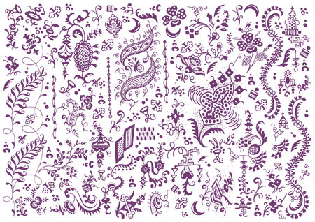 Vintage decorative background. vector ornament set.のイラスト素材