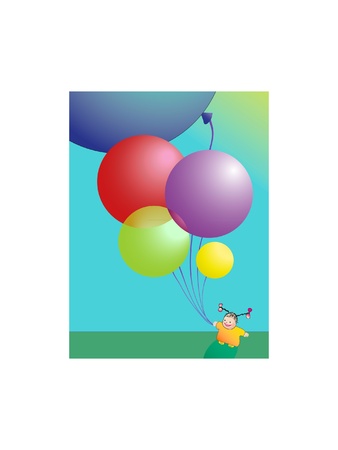 Girl with balloonsのイラスト素材