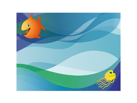 Waves and fishのイラスト素材