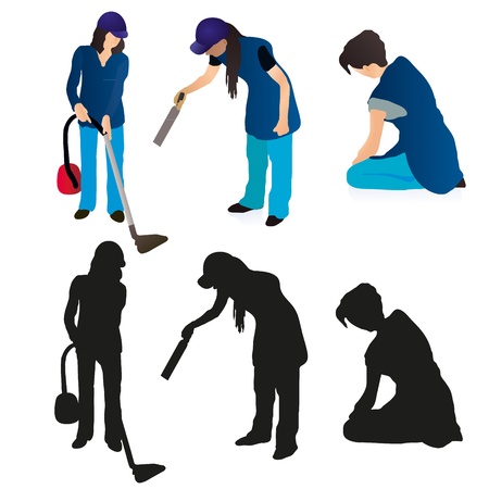 Set of three women cleanersのイラスト素材