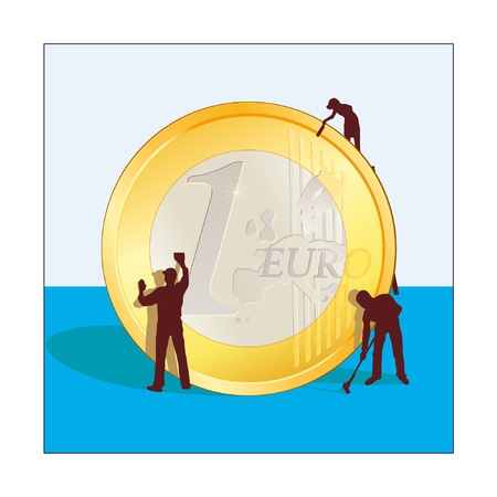 Cleaning of Euro coinのイラスト素材