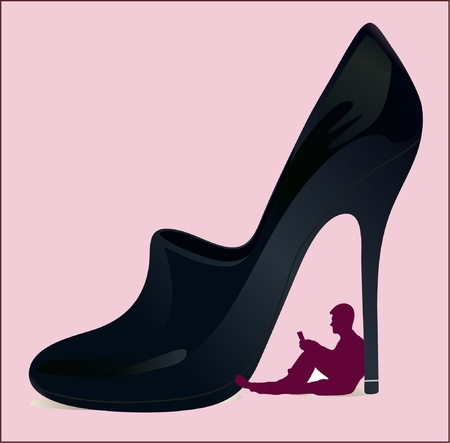 Man living under woman`s shoeのイラスト素材