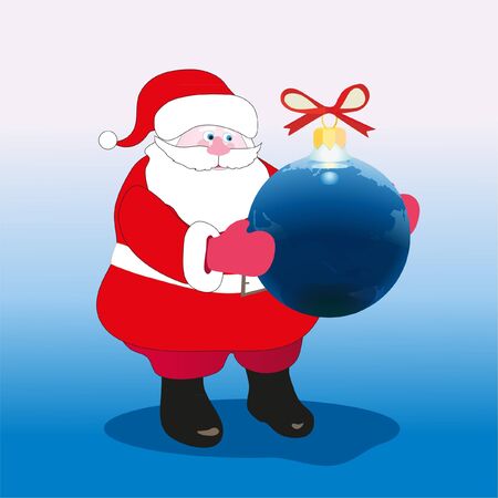  Santa with Christmas tree  ballのイラスト素材