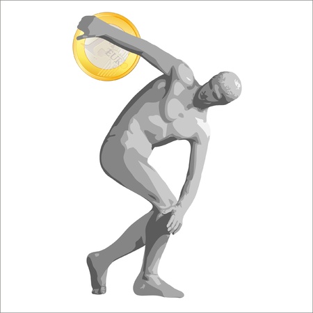 Discus thrower with Euro coinのイラスト素材