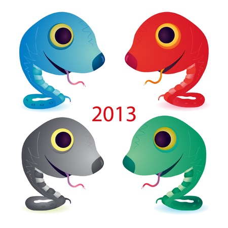 Set of four funny snakesのイラスト素材