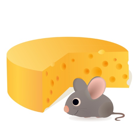 Funny mouse near the cheeseのイラスト素材