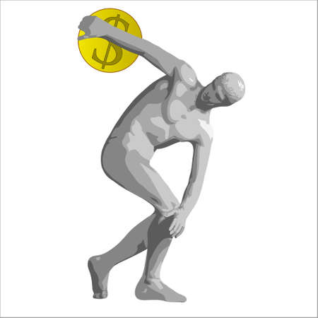 Greek discus thrower with Dollar coinのイラスト素材