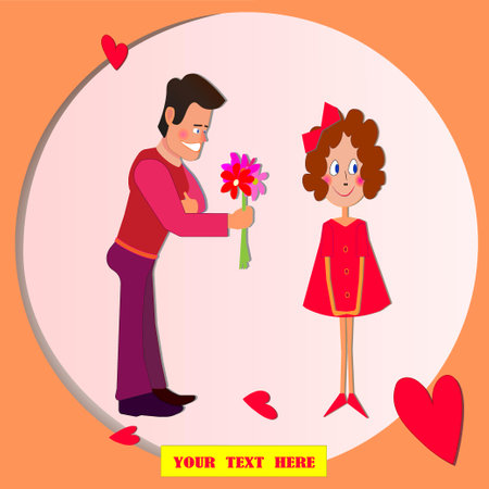 Woman and Man with flowers as a symbol of Loveのイラスト素材