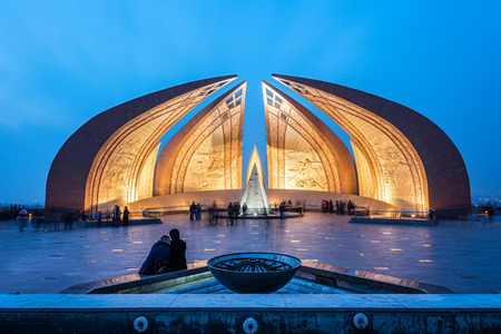 The Pakistan Monument is a landmark in Islamabad, which represents four provinces of Pakistan.の写真素材