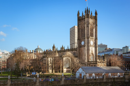 View of a Manchester Cathedral one of the major attraction of Manchester, UK.の写真素材
