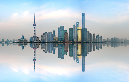 Financial district of Shanghai in Pudong area, Shanghai city, China.の写真素材