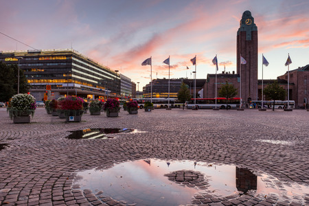 Helsinki Central railway station is a widely recognised landmark in Kluuvi, part of central Helsinki, Finland, and the focal point of public transport in the Greater Helsinki area.のeditorial素材