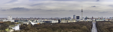 Berlin, Germany. Capital city skyline with Tiergarten park and the TV tower.の写真素材