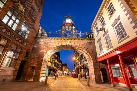 East gate  is a prominent landmark in the city of Chester and is said to be the most photographed clock in England after Big Ben.の写真素材