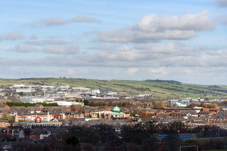 Aerial view of Blackburn city which is the north west of England.