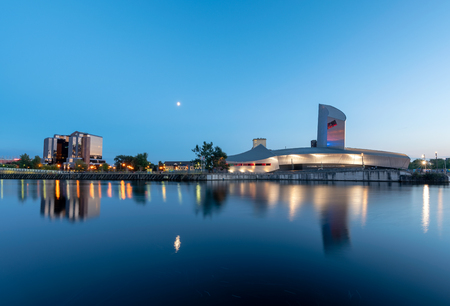 Imperial war musuem north is located in salford quays over Irwell River, Manchester, UK>のeditorial素材