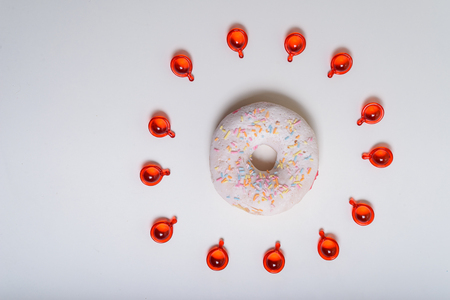 sweet doughnut isolated over white, view topの写真素材