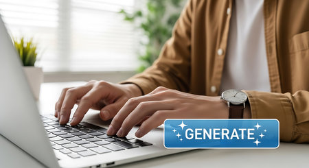 Hand holding smartphone with glowing red warning triangle and exclamation mark alert danger 1の素材