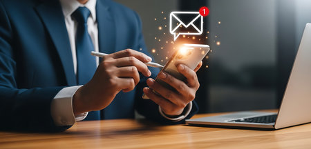 Man holding smartphone and house icon with rising arrows and percentage symbol technology mobile phone 1の素材