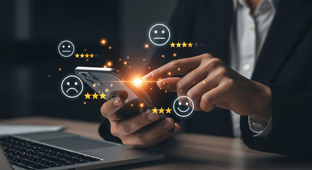 Man in suit using smartphone with cloud storage security icons displayed mobile phone technology 3の素材