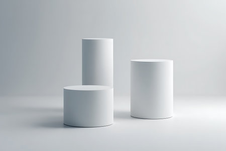 Error: Unsupported file format: D:/JPG\Three white cylindrical pedestals on a light gray background podium cylinder.jpgの素材