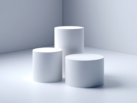 Error: Unsupported file format: D:/JPG\Three white cylindrical pedestals arranged in a minimalist studio setting podium.jpgの素材