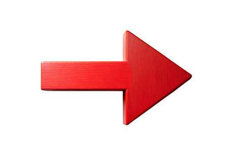 A red brushed metal arrow points to the right against a dark background. The metallic texture is visible.の素材