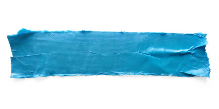 A blue tape strip with torn and ripped edges on a transparent background blue, tape, strip. blue tape strip with torn edges...の素材