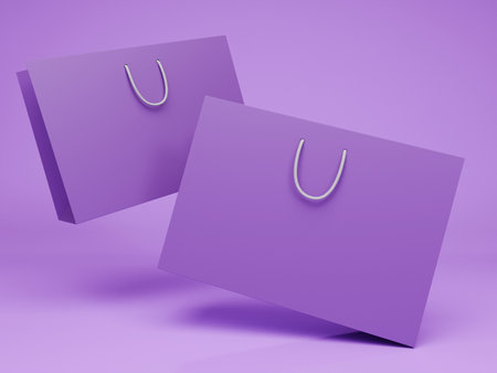 Shopping bag mockup template with solid background clean imageの写真素材