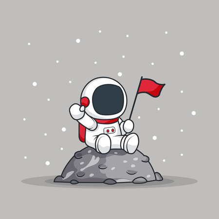 Adorable Astronaut Character Vector Illustrationのイラスト素材