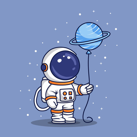 Adorable Astronaut Character Vector Illustrationのイラスト素材