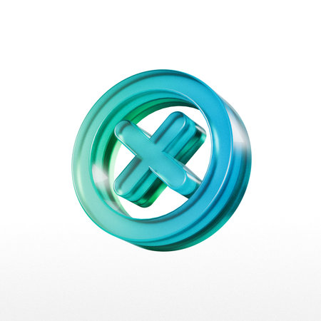 3d illustration of blue and turquoise button over white background