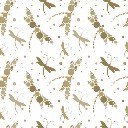 Vector Seamless Pattern with Dragonfly  and colorful circles.Perfect for postcards, greeting cards, wedding invitationsのイラスト素材