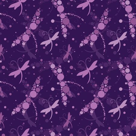 Vector Seamless Pattern with Dragonfly  and colorful circles.Perfect for postcards, greeting cards, wedding invitationsのイラスト素材