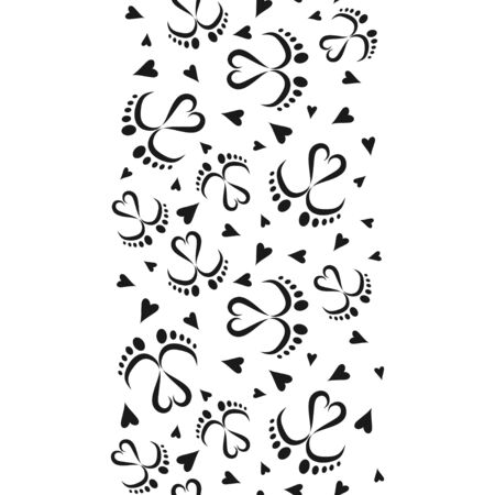 Seamless Vector Pattern Border of Baby Feet  and Heartsのイラスト素材