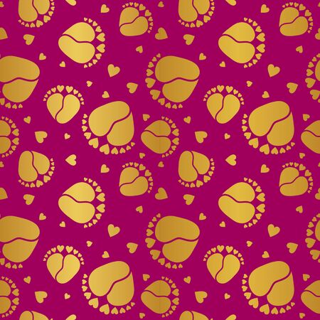 Seamless Vector Pattern of Baby Feet  and Heartsのイラスト素材