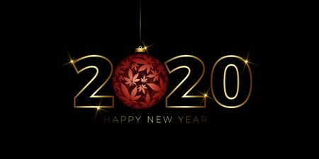 Christmas Background with cannabis Christmas ballのイラスト素材