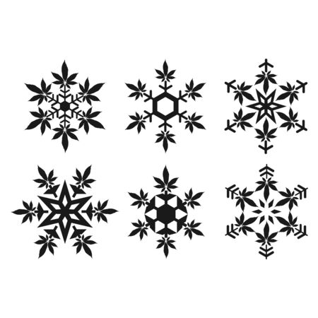 Christmas snowflakes with cannabis leaf seamless vector patternのイラスト素材