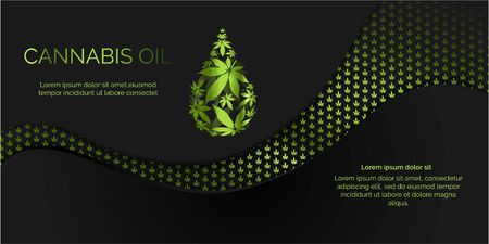 Cannabis droplet with cannabis leaves vector background.Cannabis oil illustrationのイラスト素材