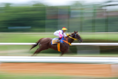 Motion blurred horse race backgroundの写真素材