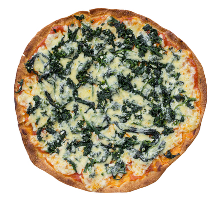 Spinach Pizza set for menu. Clipping path and Isolatedの写真素材