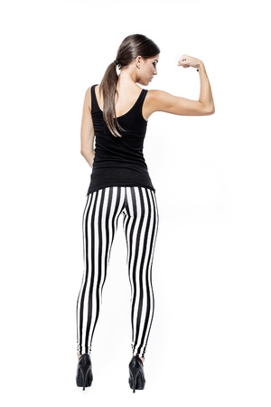 Sexy strong brunette woman, isolatedの写真素材