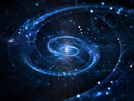 Spiral galaxy in deep space, abstract の写真素材