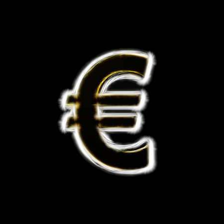 Euro sign, fractal artwork, computer generated, isolated on blackの写真素材