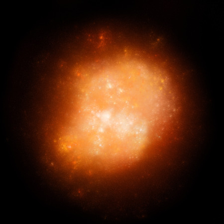 Orange nebula in space, computer generated fractal backgroundの写真素材