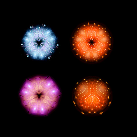 Collection of abstract glow objects, computer generatedの写真素材